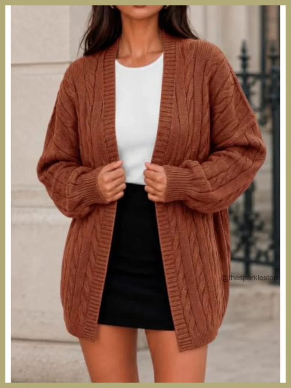 Oversized Cable Knit Cardigan Women Open Front Cozy Fall Winter Long Lantern